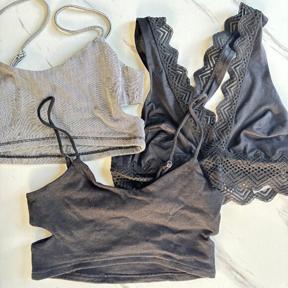 Black and Grey Bralette Bundle of 3 bralettes - Picture 1 of 10